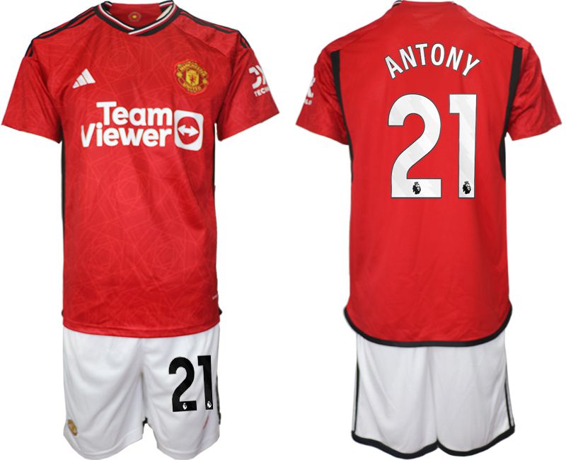 Men 2023-2024 Club Manchester United home red #21 Soccer Jersey